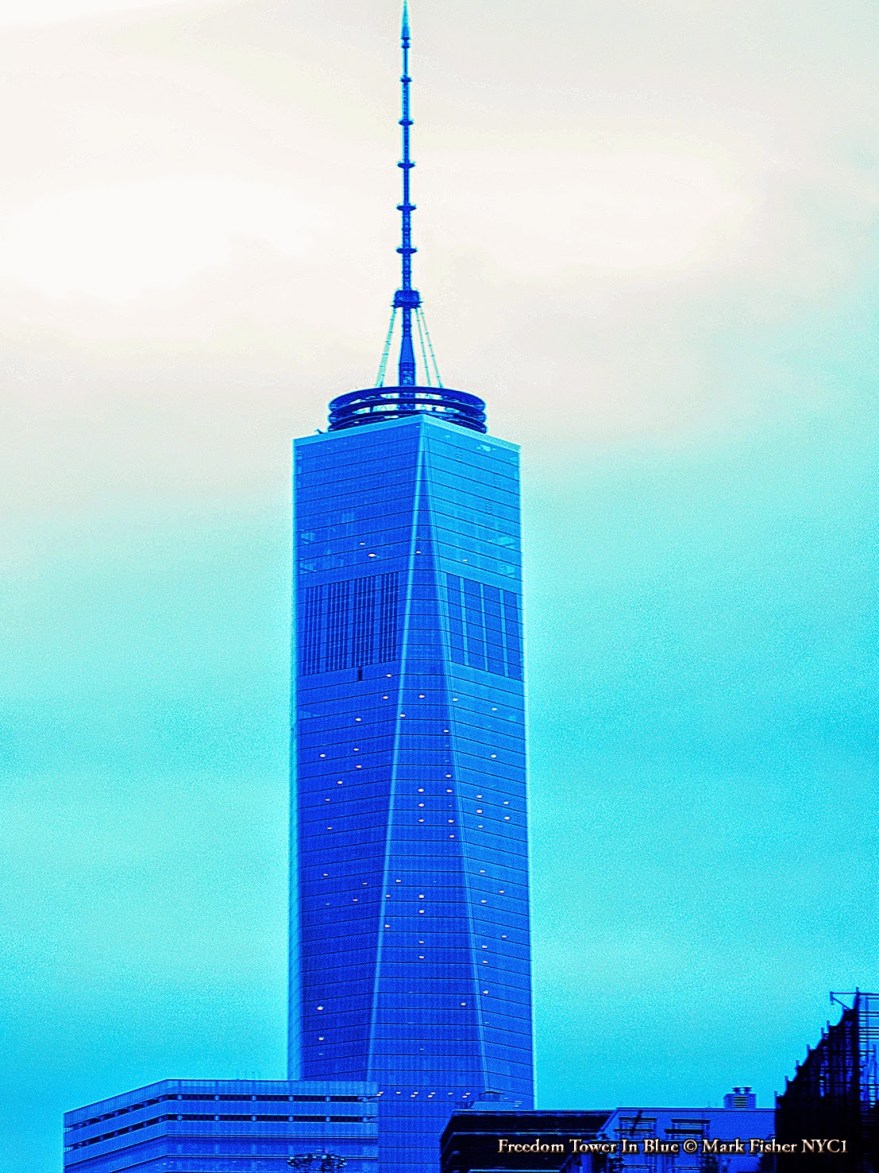 Freedom Tower In Blue © Mark Fisher NYC1-9392